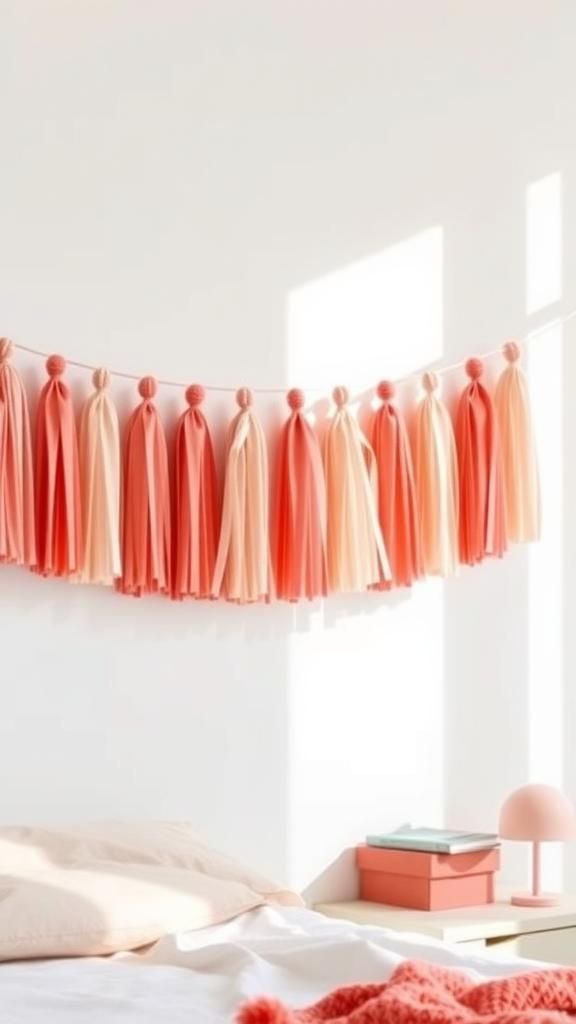 Paper tassel garland in sunset palette colors
