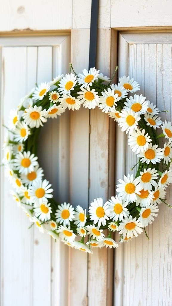 Daisy chain wreath with casual country feel