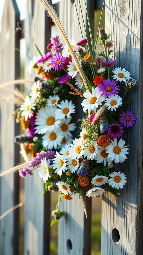 Wildflower meadow wreath with informal freedom