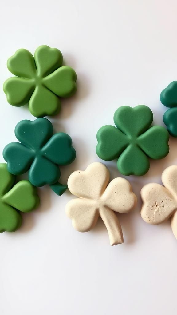 Clay shamrock magnets that feel pleasantly weighty