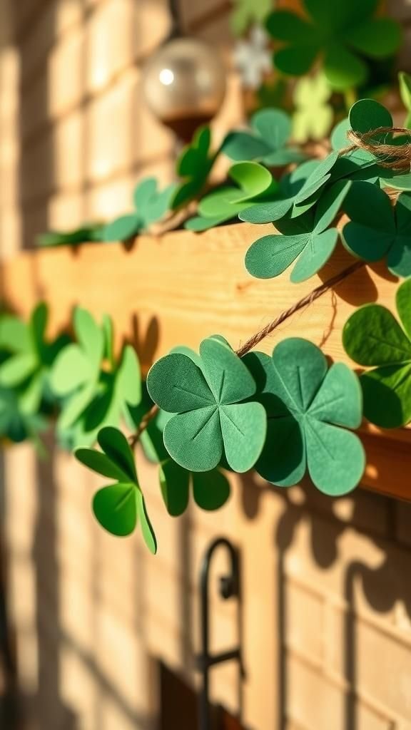 Paper shamrock garland for a cheerful mantel