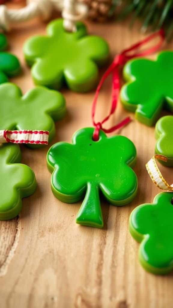Shamrock cookie cutters turned clay ornaments