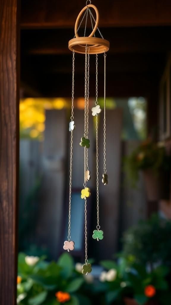 Shamrock wind chime with jingling charm