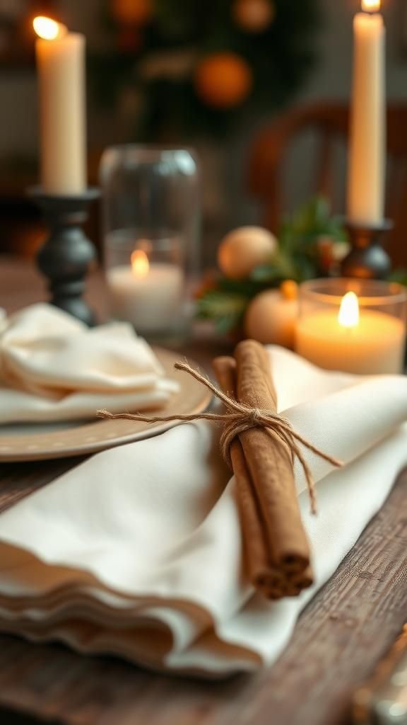Cinnamon bundle napkin rings with cozy scent
