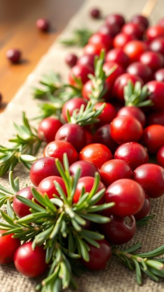 Cranberry and rosemary skewer accents for fresh notes