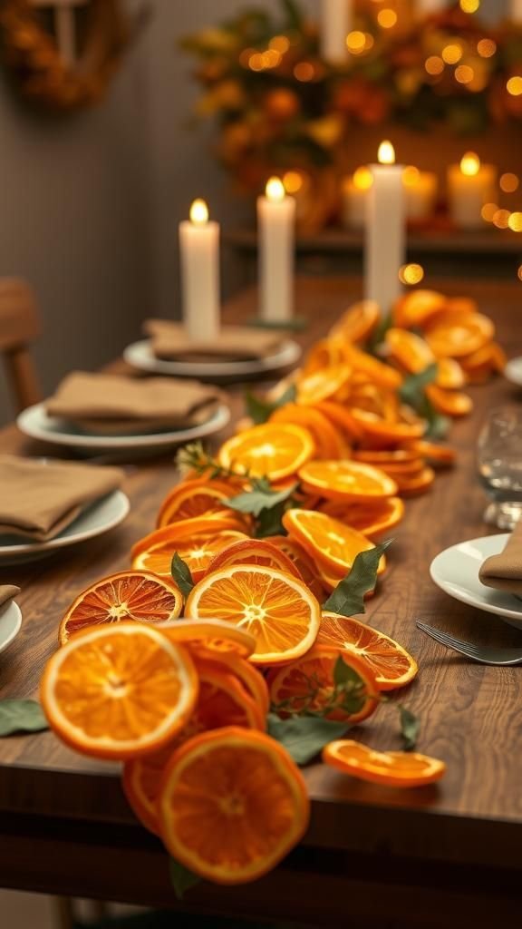 Dried orange garland with citrus brightness