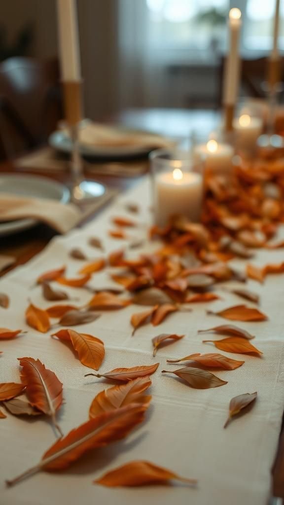 Feather and leaf confetti for a soft scatter
