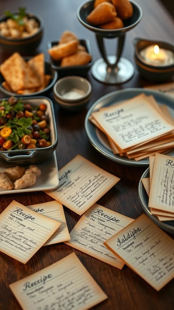 Handwritten recipe cards as nostalgic decor pieces