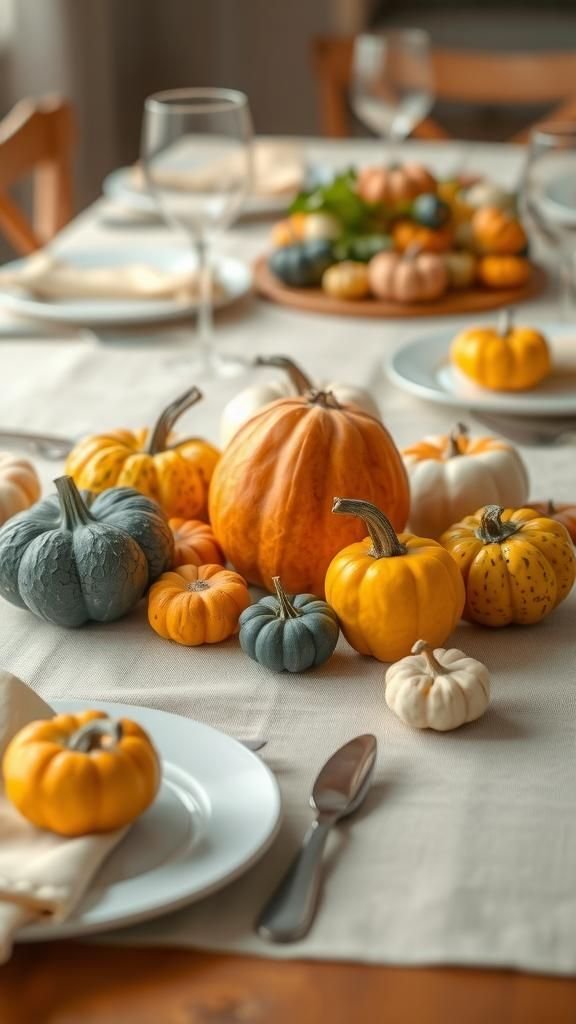 Mini gourd place markers with cheerful shapes