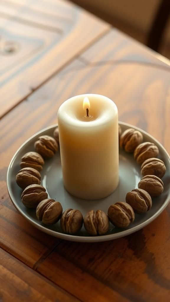 Toasted walnut candle ring with warm crunch scent