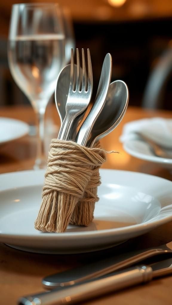 Twine-wrapped utensils for a tactile, rustic touch