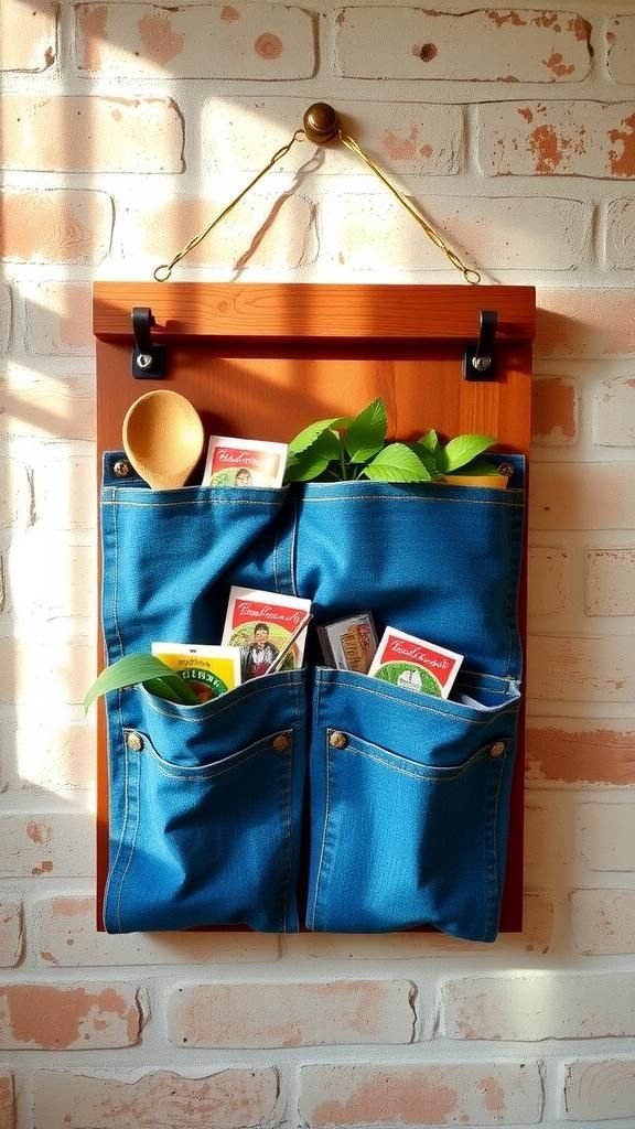 Denim pocket organizer from old jeans