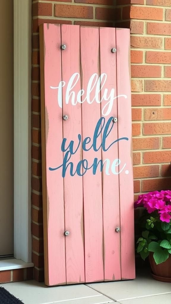 Pallet sign turned spring welcome piece