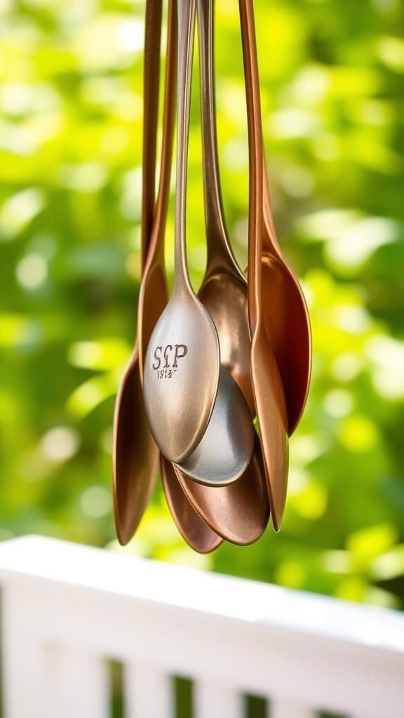Spoon wind chime with silver and copper tones