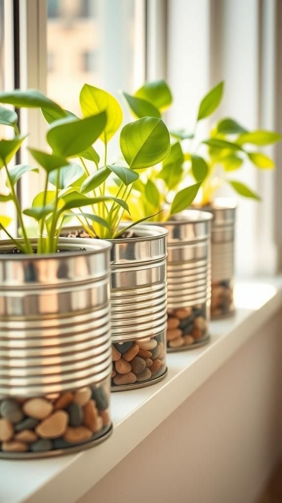 Window ledge planter with layered pebble drainage