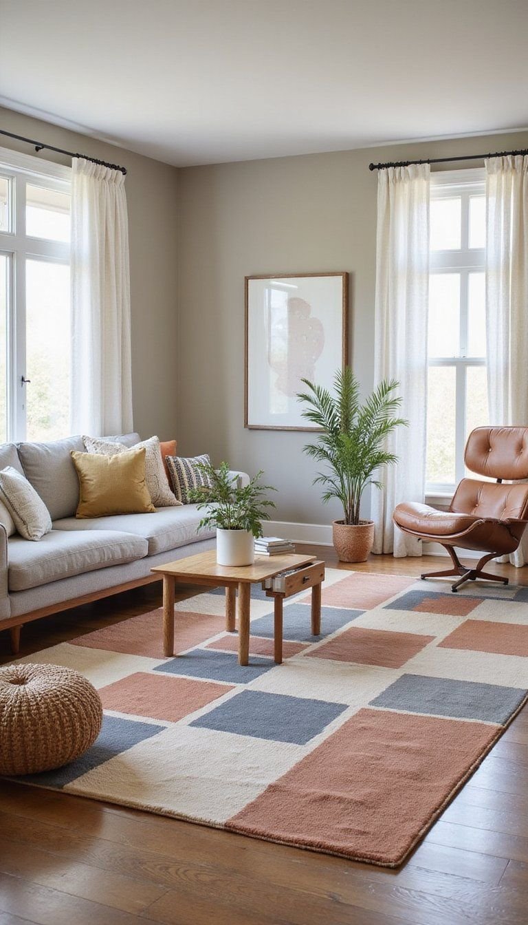 Painted canvas rug for bold color play