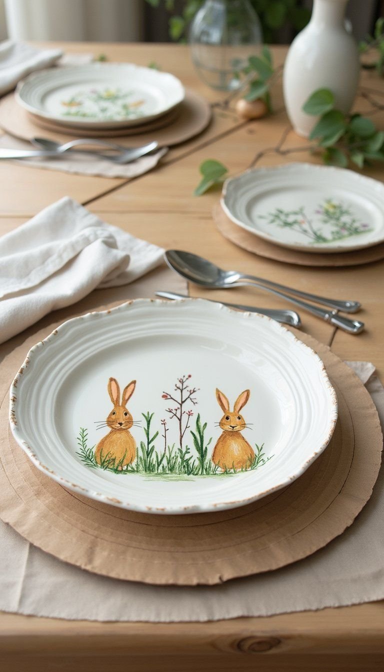 Painted place mats with Easter motifs and color