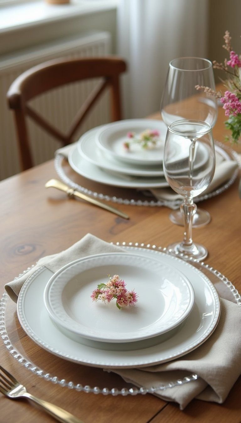 Pressed floral chargers for a delicate layered look