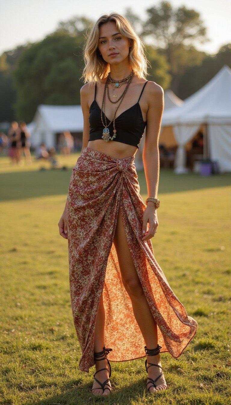 Boho Wrap Skirt and Crop