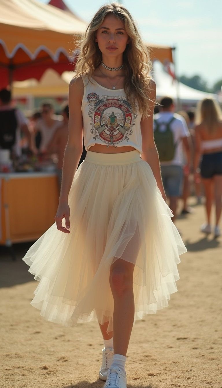 Graphic Tank and Tulle Skirt
