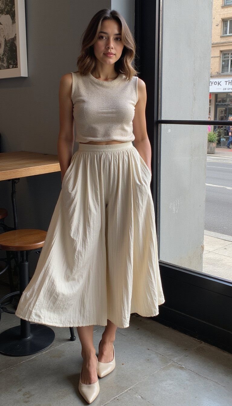 Pleated Skirt with Knit Top