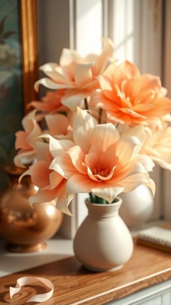 Paper flower bouquet with soft paper textures