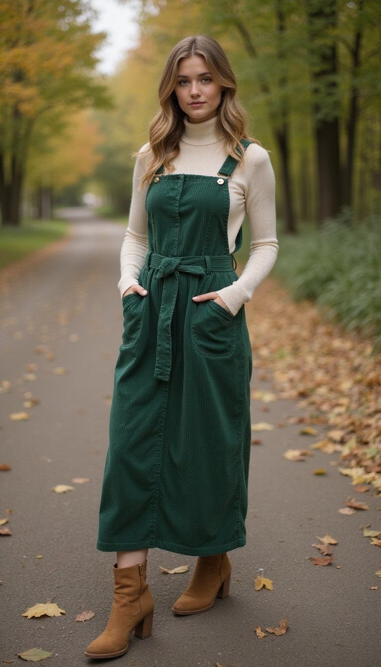 Pinafore Dress over Turtleneck