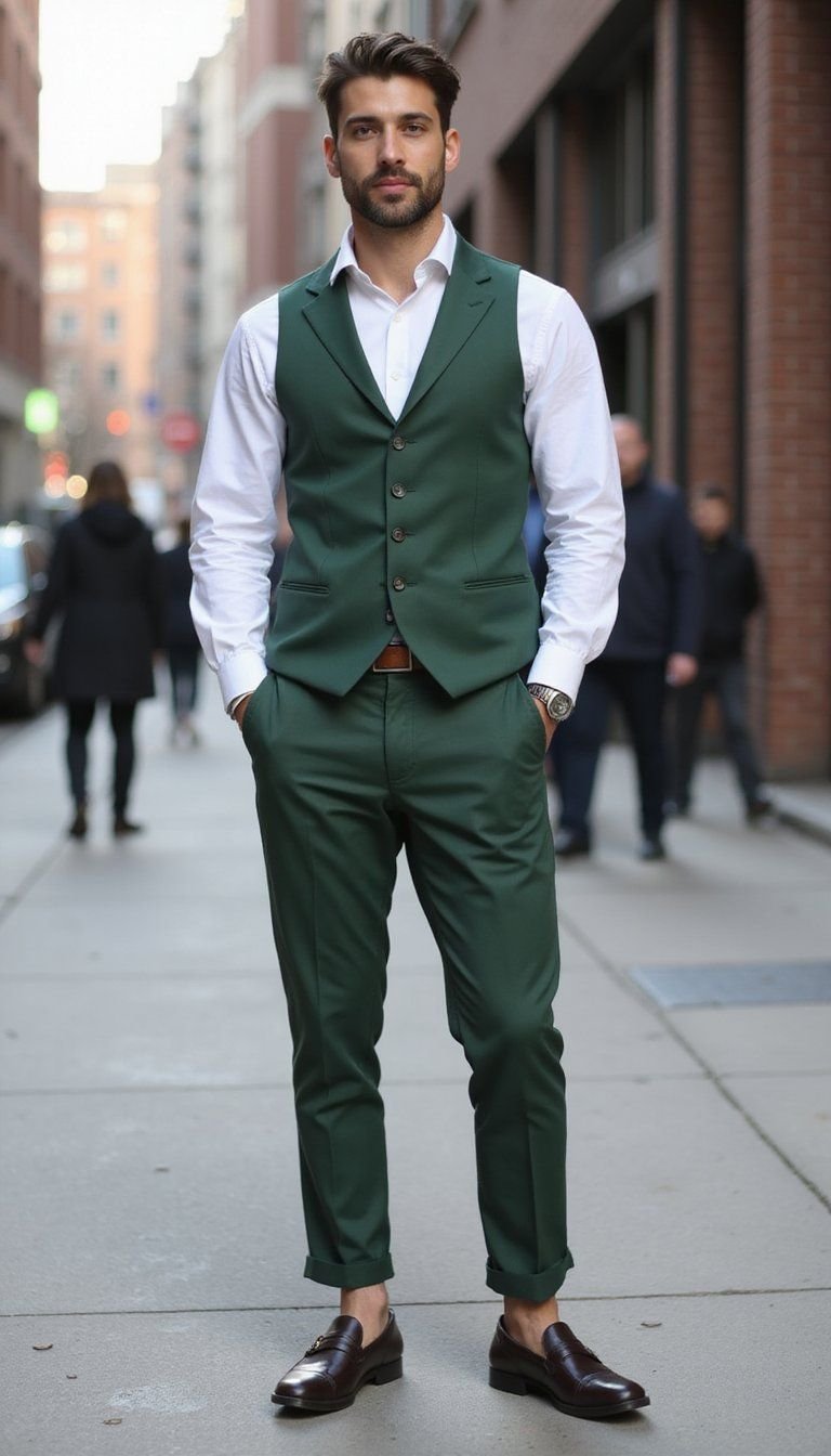Tailored Vest over White Shirt