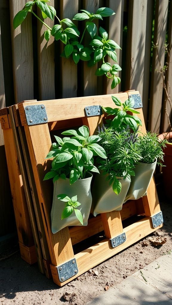 Pallet herb planter with rustic charm