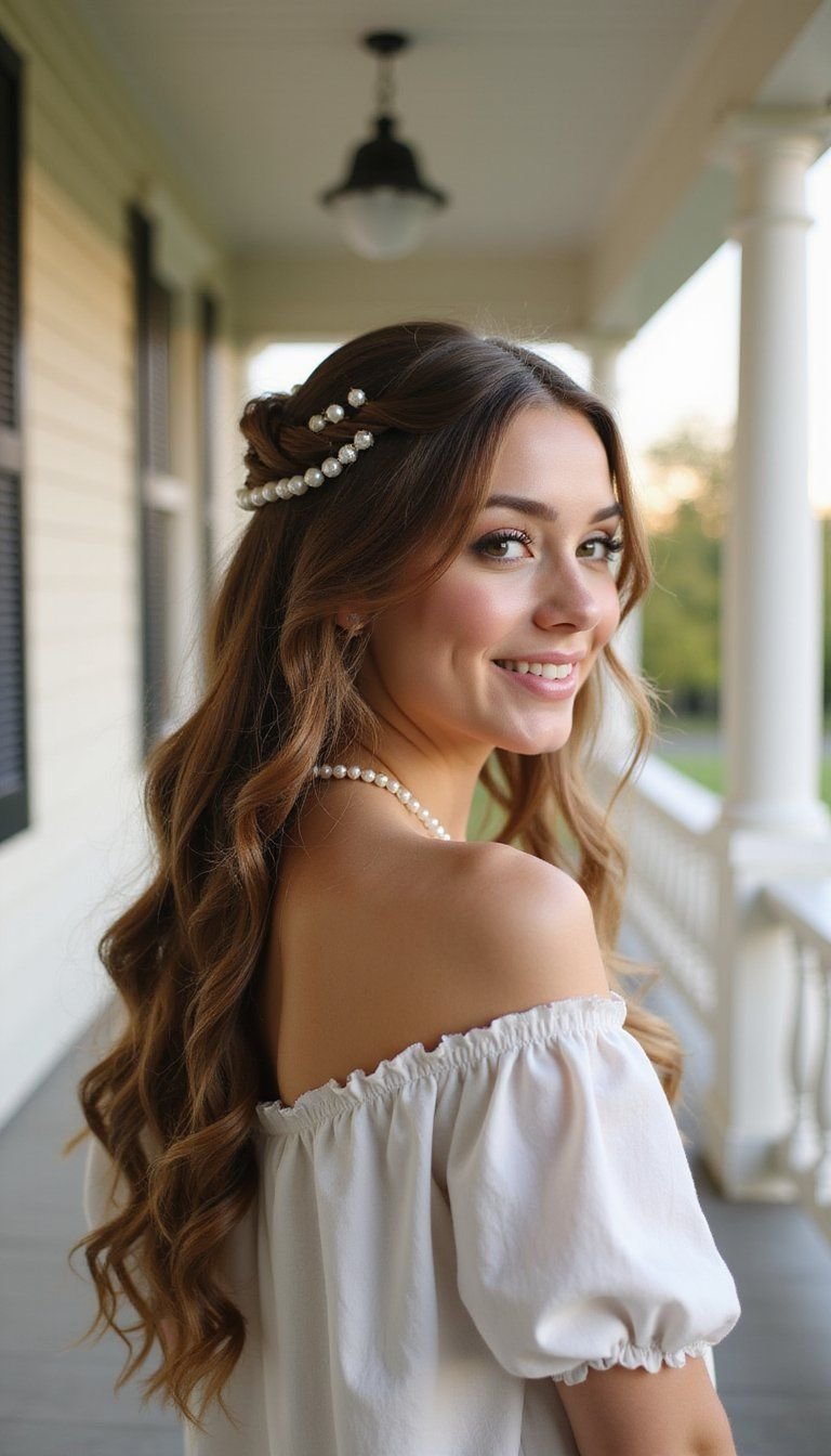Romantic Half-Up Twist With Pearl Clips