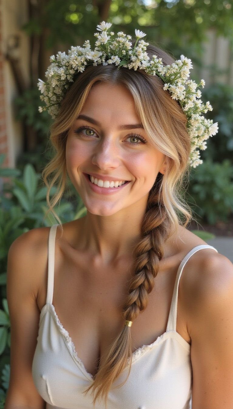 Soft Floral Crown Braid For Romantic Mornings