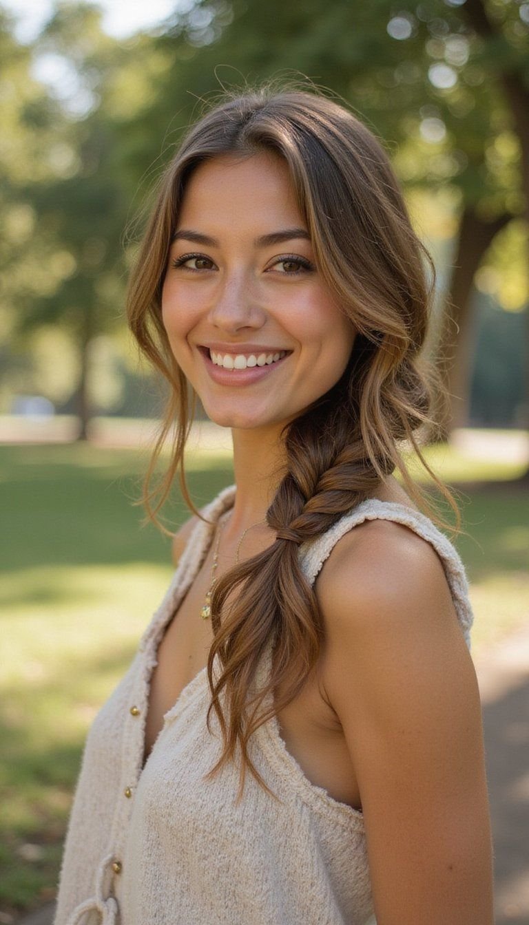 Boho Side Braid With Loose Face Tendrils