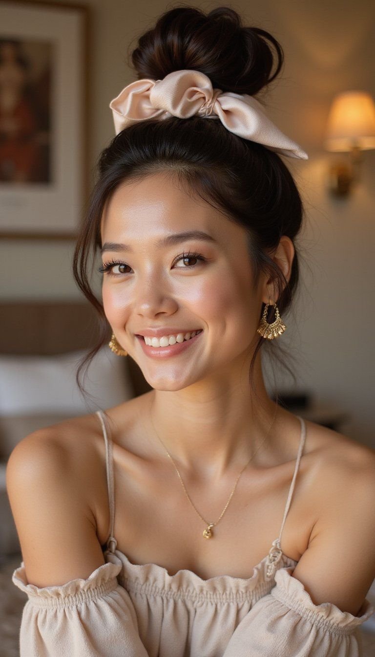 Pineapple Updo To Protect Curls Overnight