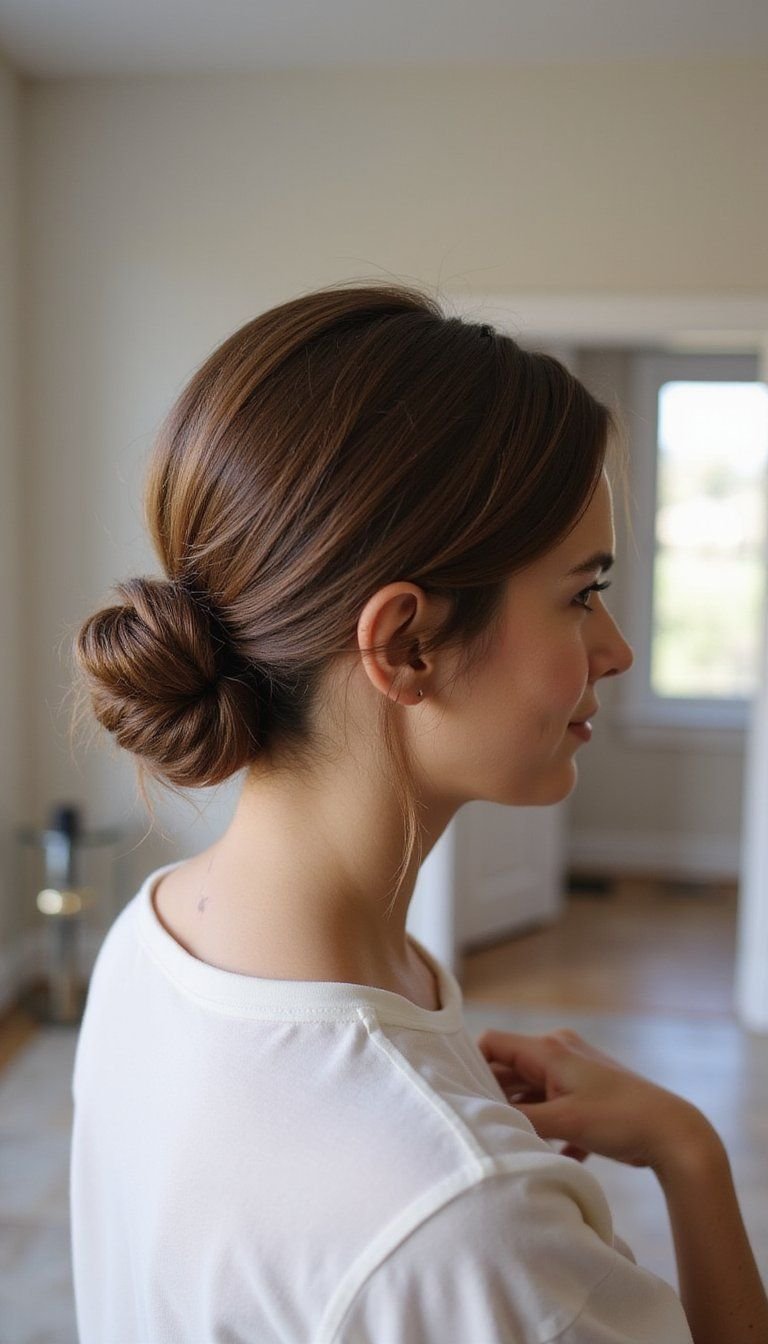 Twist And Tuck Low Updo For Sleek Finish