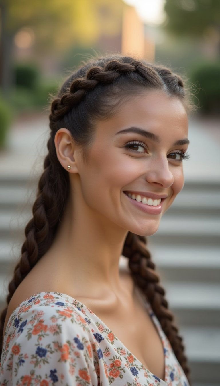 Braided Crown Pinned Neatly Around Nape