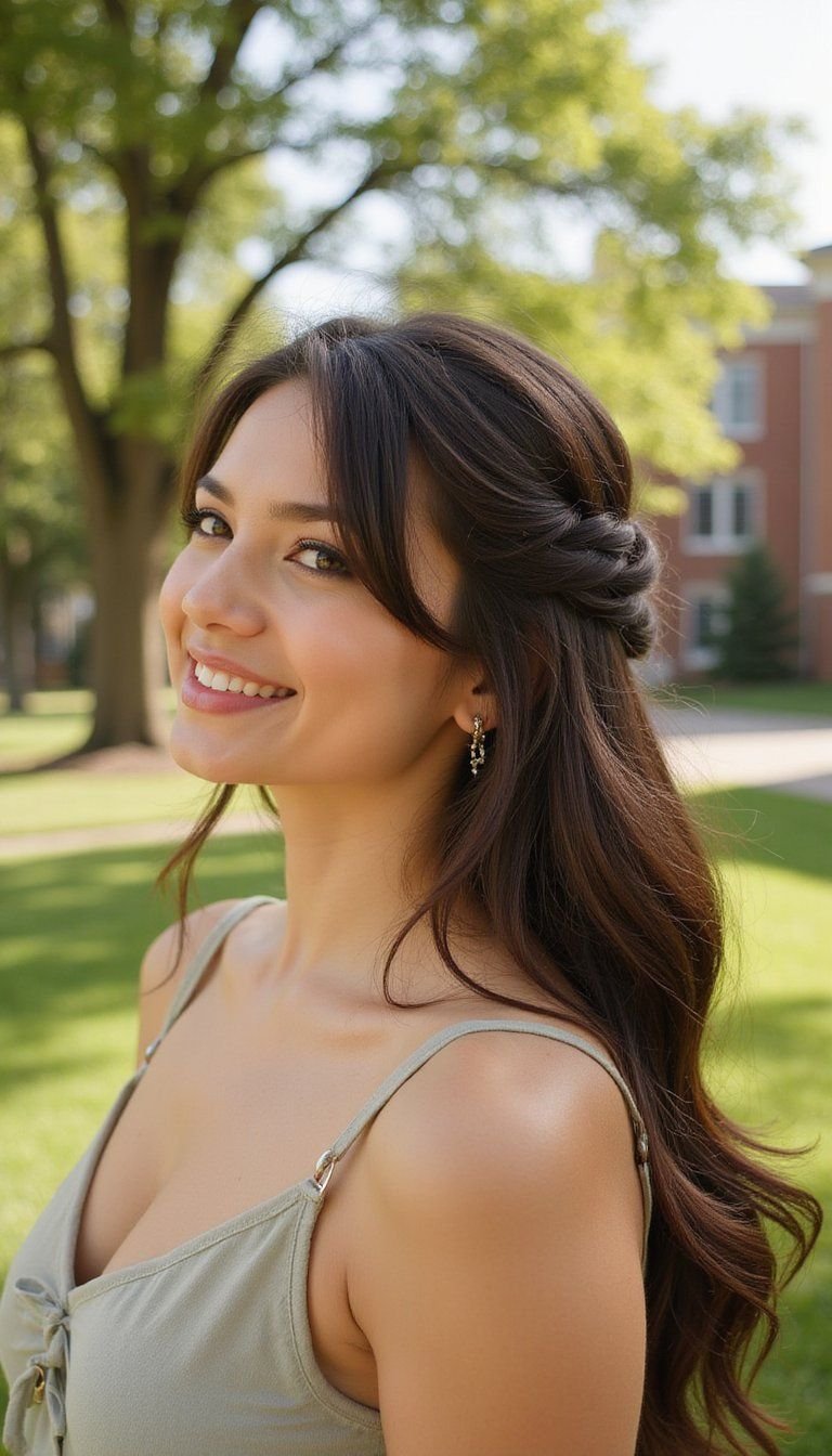 Half Up Twist Secured Close To Head