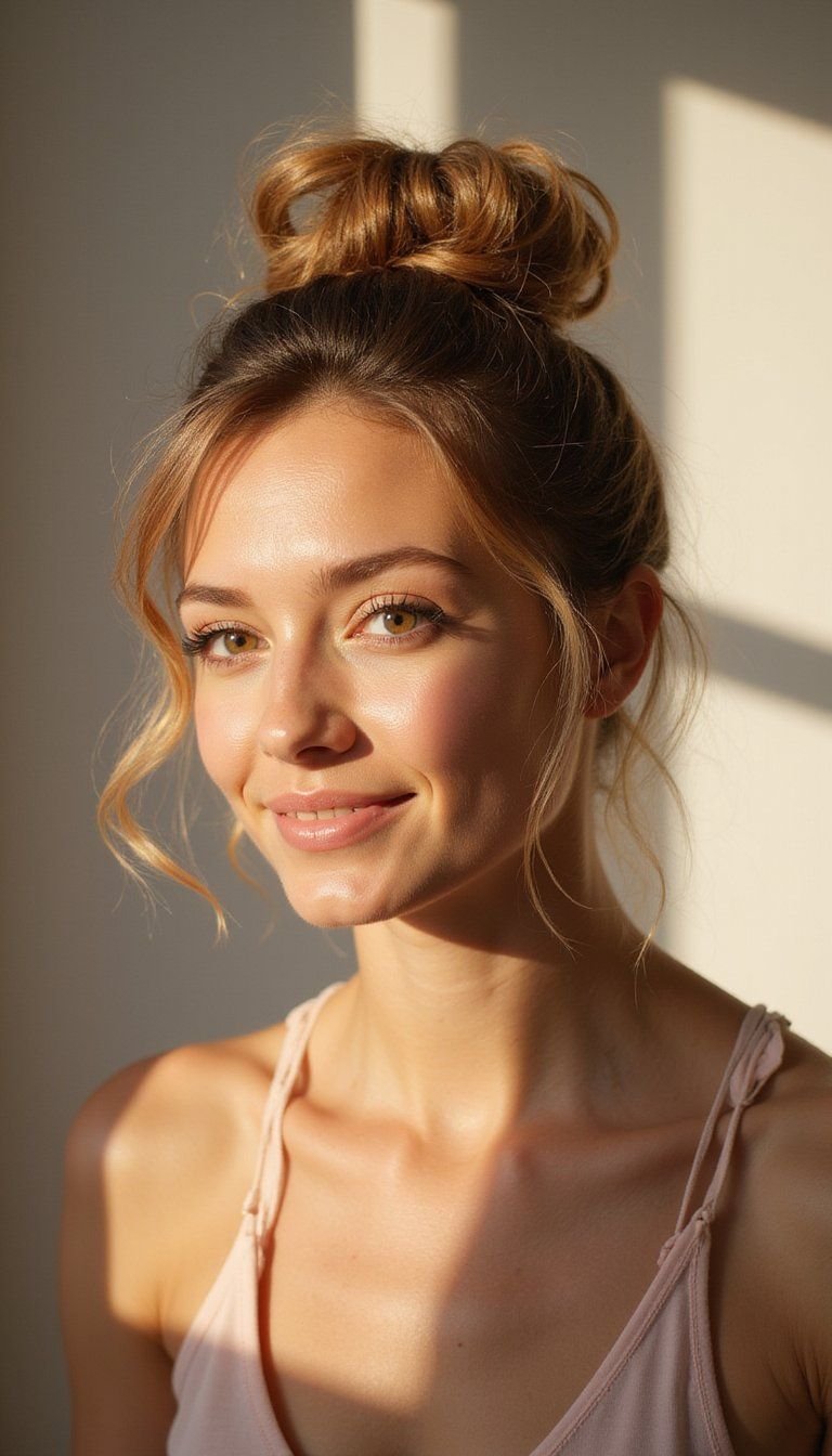 Layered Low Bun With Soft Face Framing