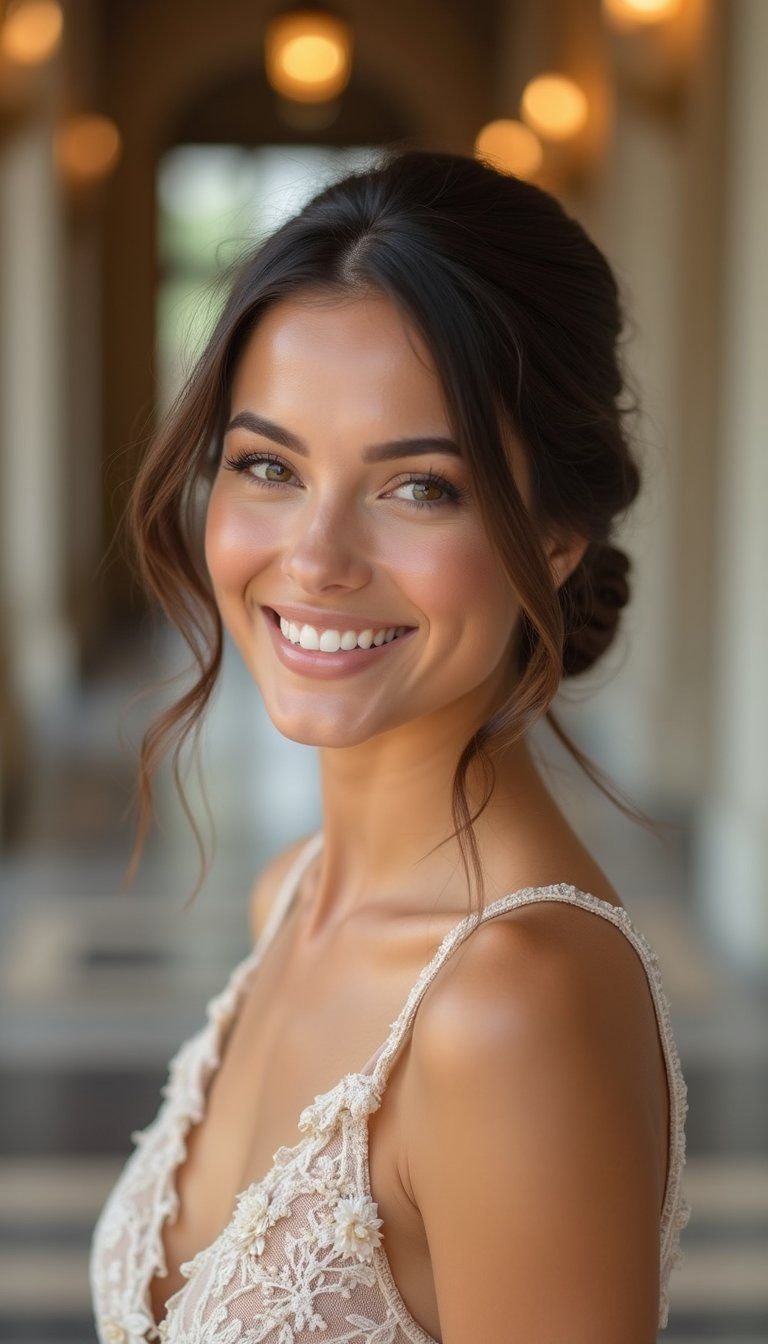 Low Chignon With Smooth Face Framing