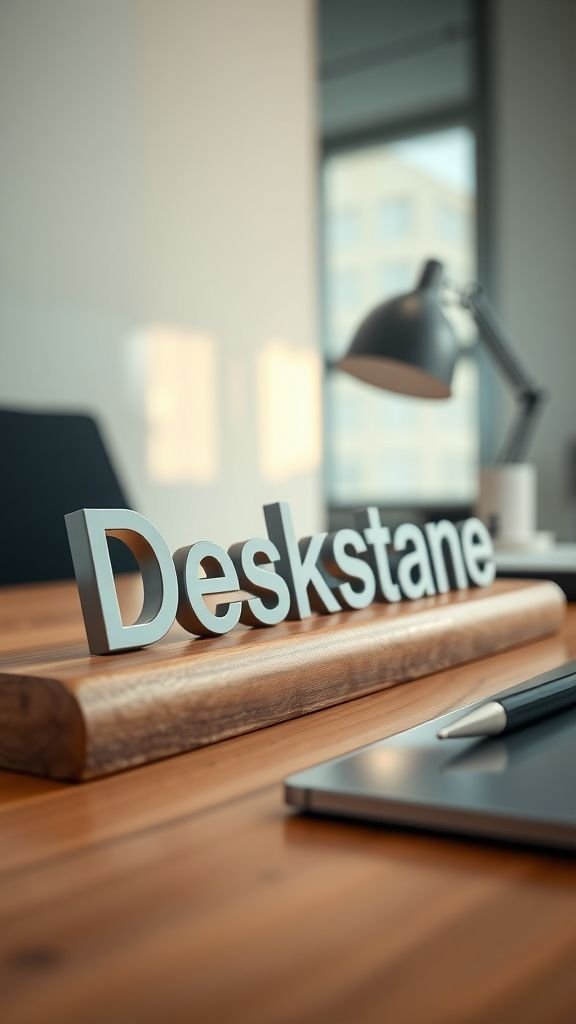 Personalized desk nameplate with raised letters