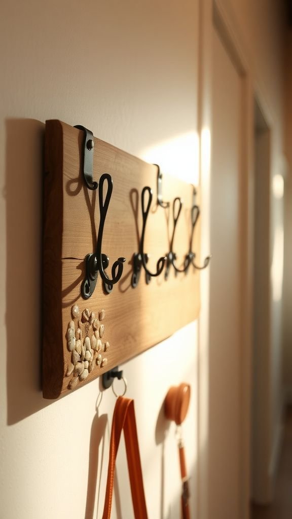 Textured coatrack with adhesive pebble accents