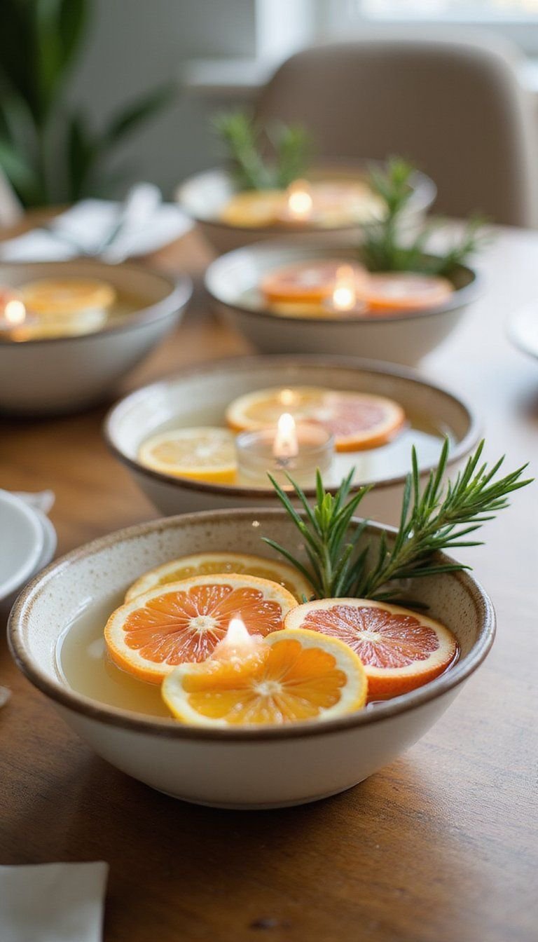 Citrus-scented centerpiece bowls for brightness