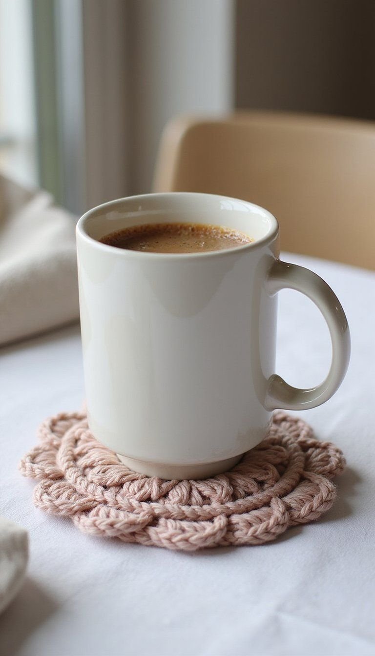 Crochet coaster set with cozy textures