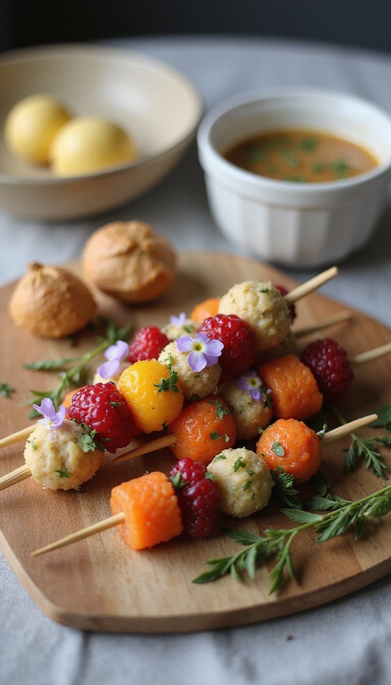 Fruit and floral skewers: edible decor ideas