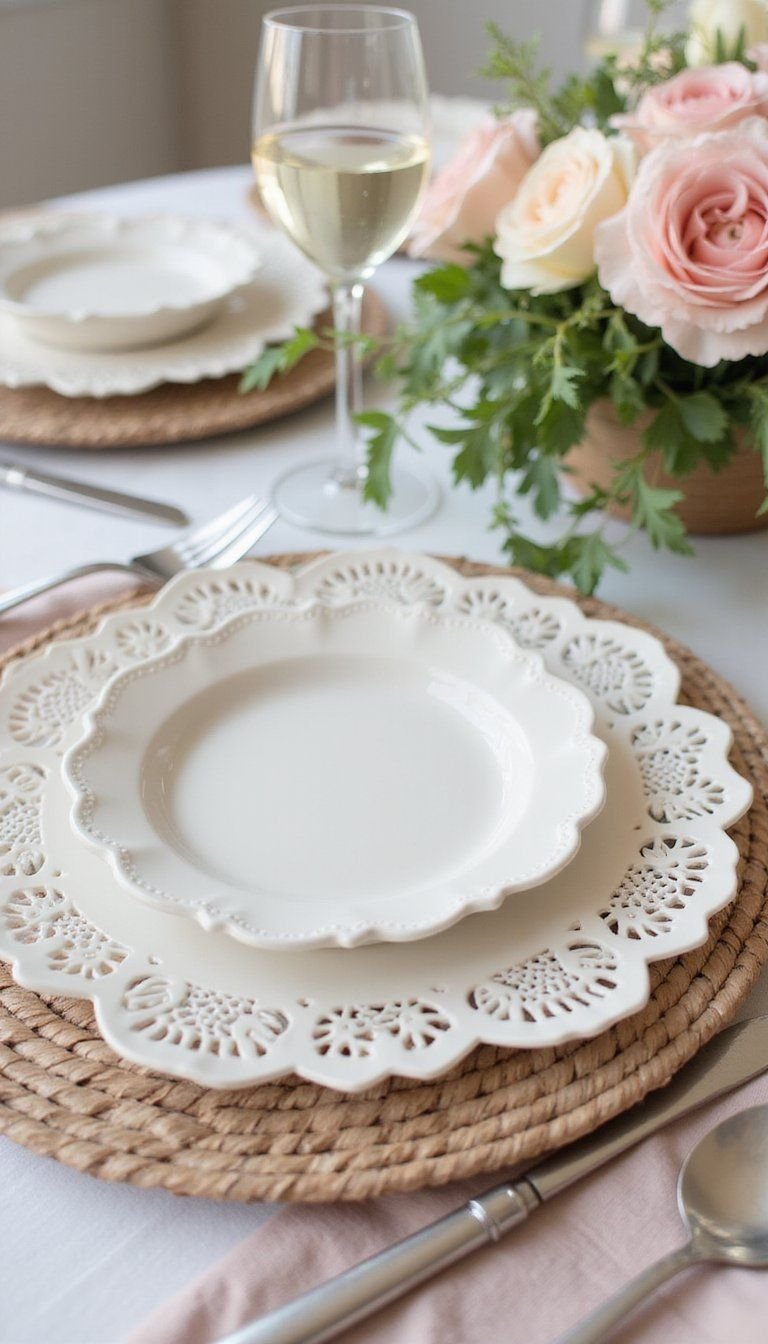 Paper doily chargers for a vintage touch