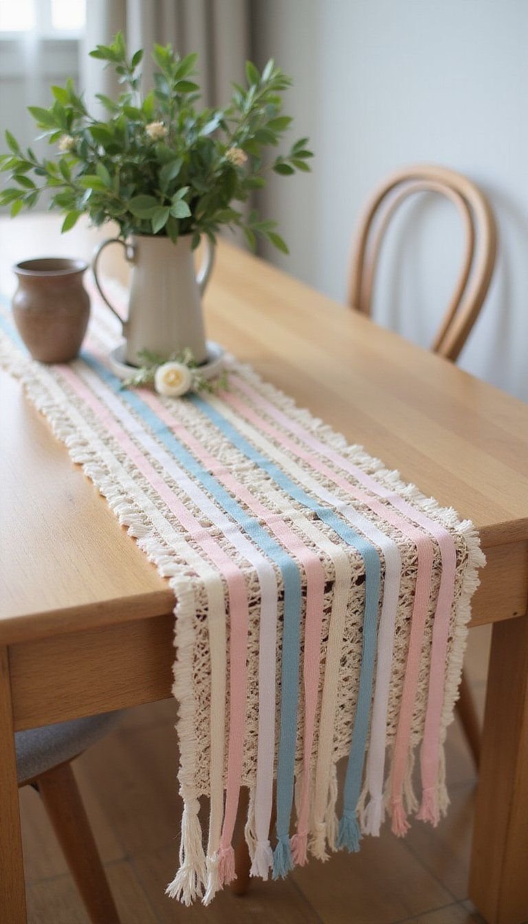 Woven ribbon table runner with texture