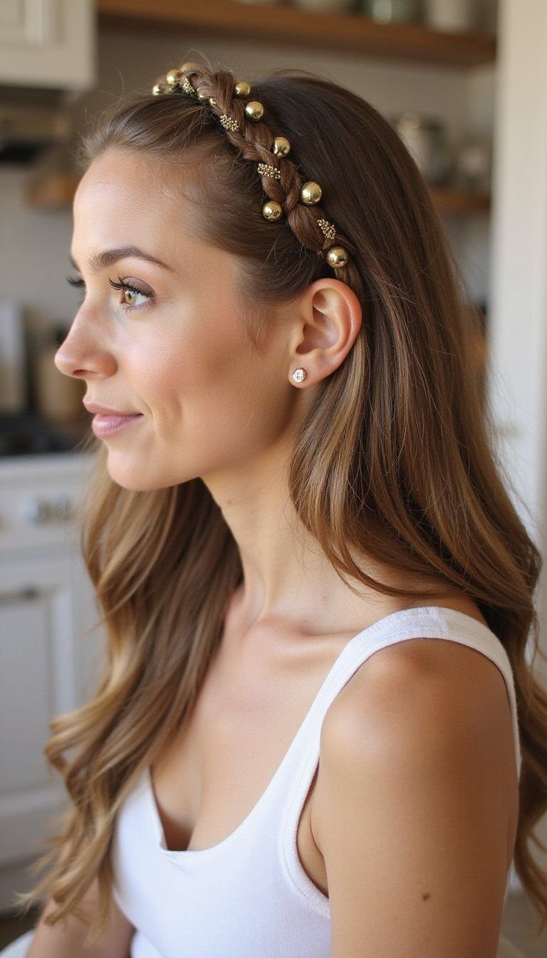 Knotted Headband Braid With Tiny Bells For Jingle