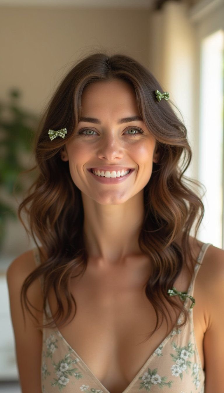 Mini Ribbon Bows Scattered Through Loose Curls