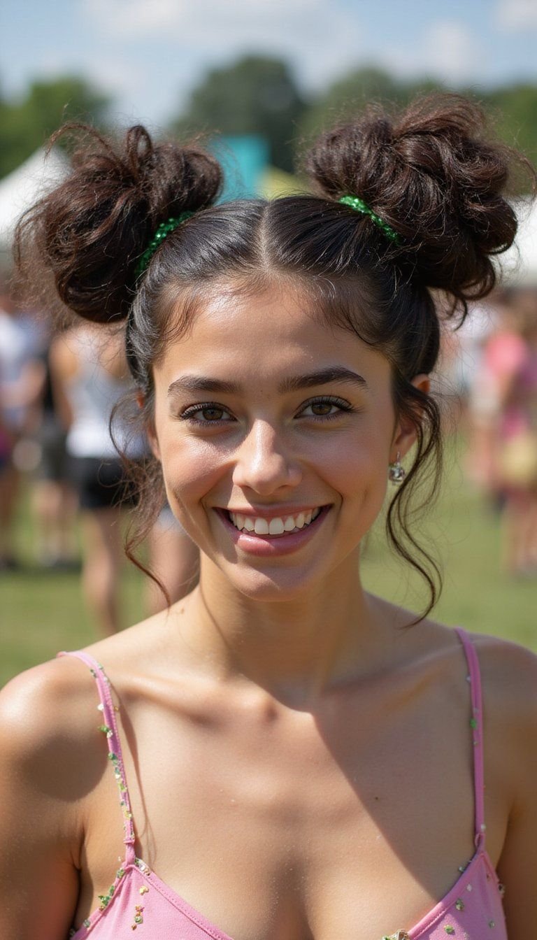 Playful Space Buns Dotted With Green Confetti