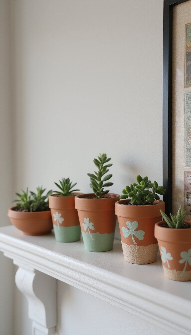 Handpainted Clay Pots with Lucky Symbols