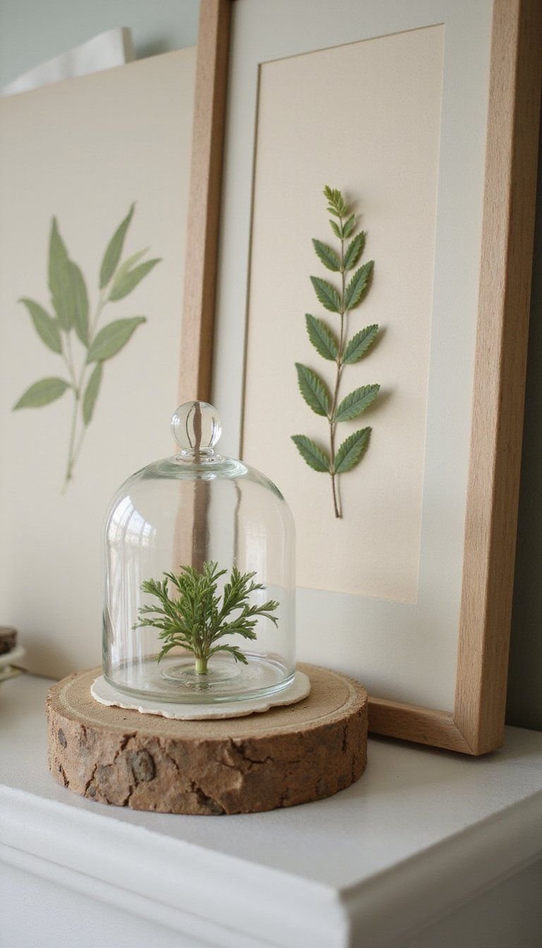 Pressed Clover in Vintage Glass Cloche Display